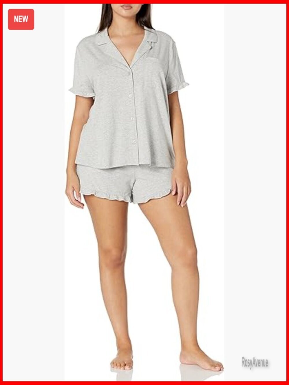 Women's Cotton Modal Piped Notch Collar Pajama Set, Loungewear